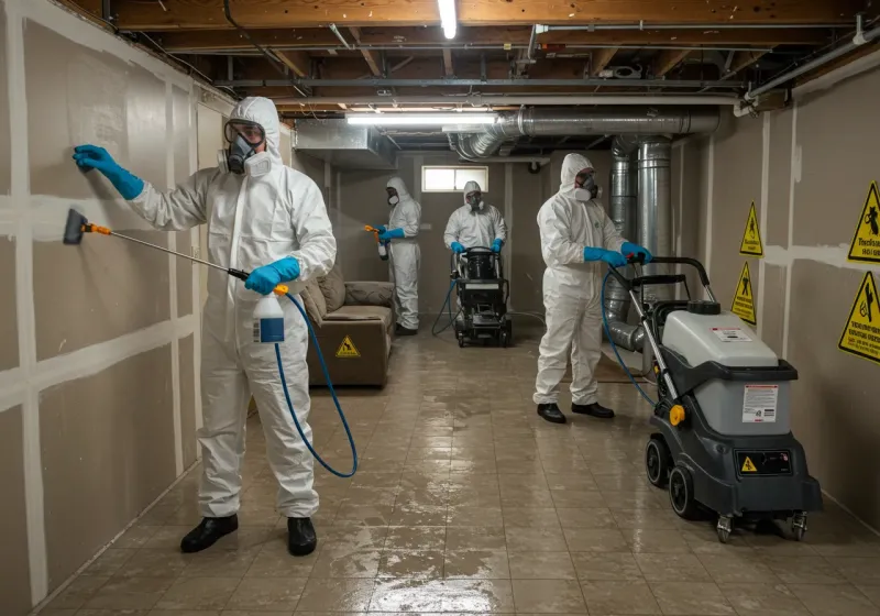 Basement Moisture Removal and Structural Drying process in Barton County, MO